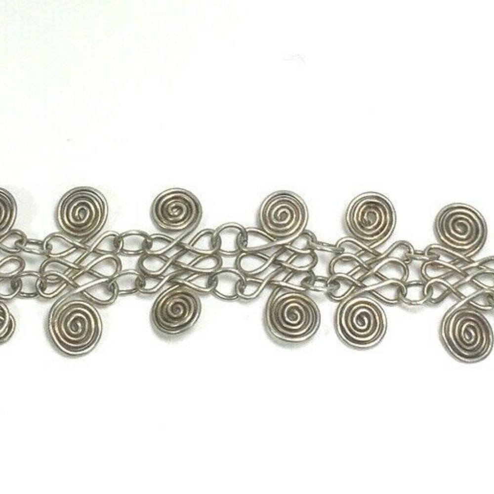 Nickel/Silvertone Ornate Hand Made Bracelet